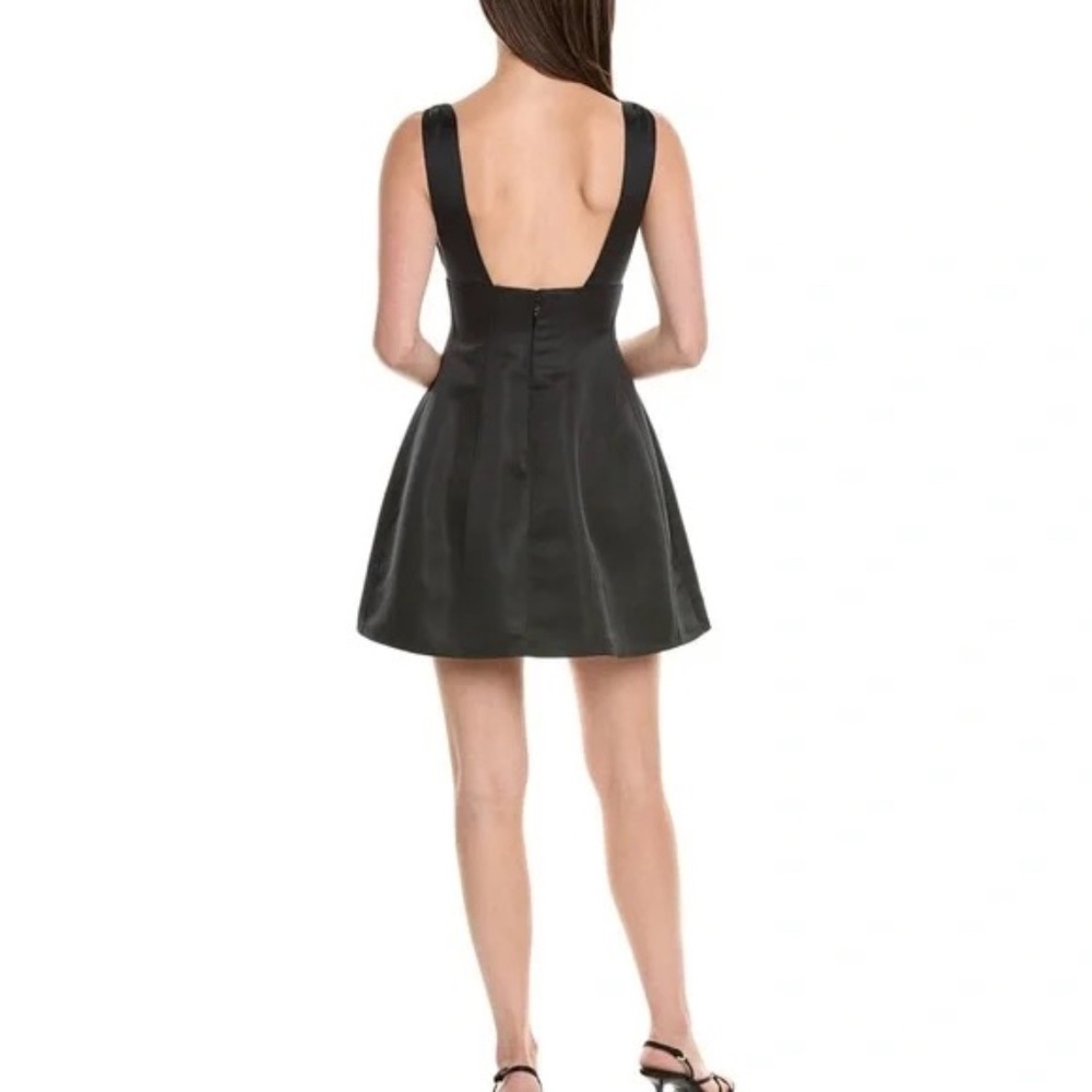 NWT WeWoreWhat V-neck Mini Dress, Black Satin, Size 2 or 0 - Picture 2 of 5